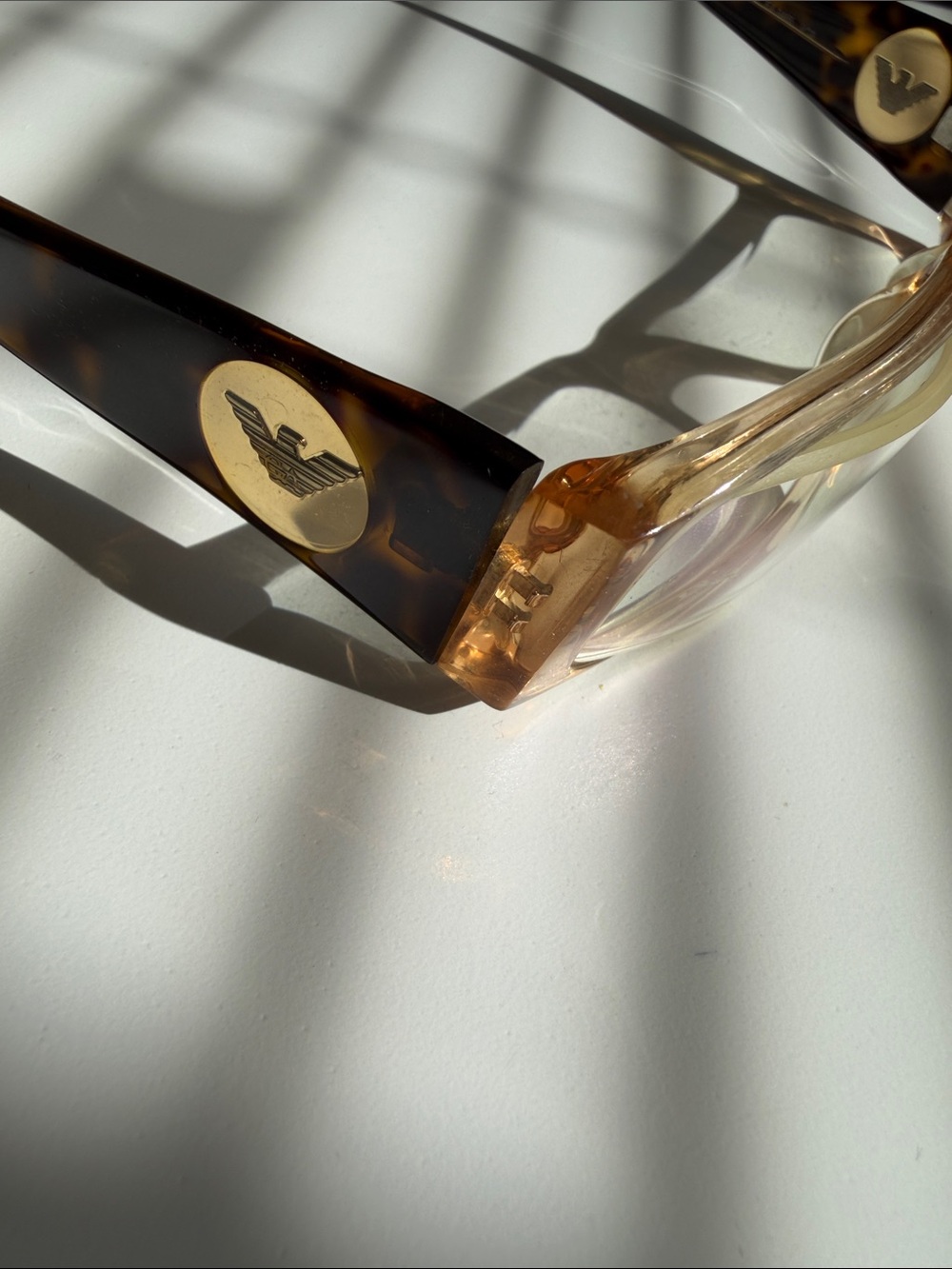 Emporio Armani Tortoise and Amber Square Logo Sunglasses